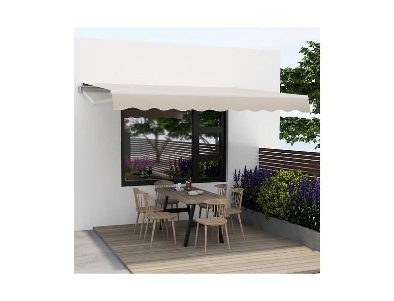 Slickblue 12 x 10 Feet Retractable Patio Awning Aluminum Sunshade Shelter-Beige