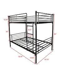 Simplie Fun Twin Over Twin Bunk Bed, Metal Frame With Ladder