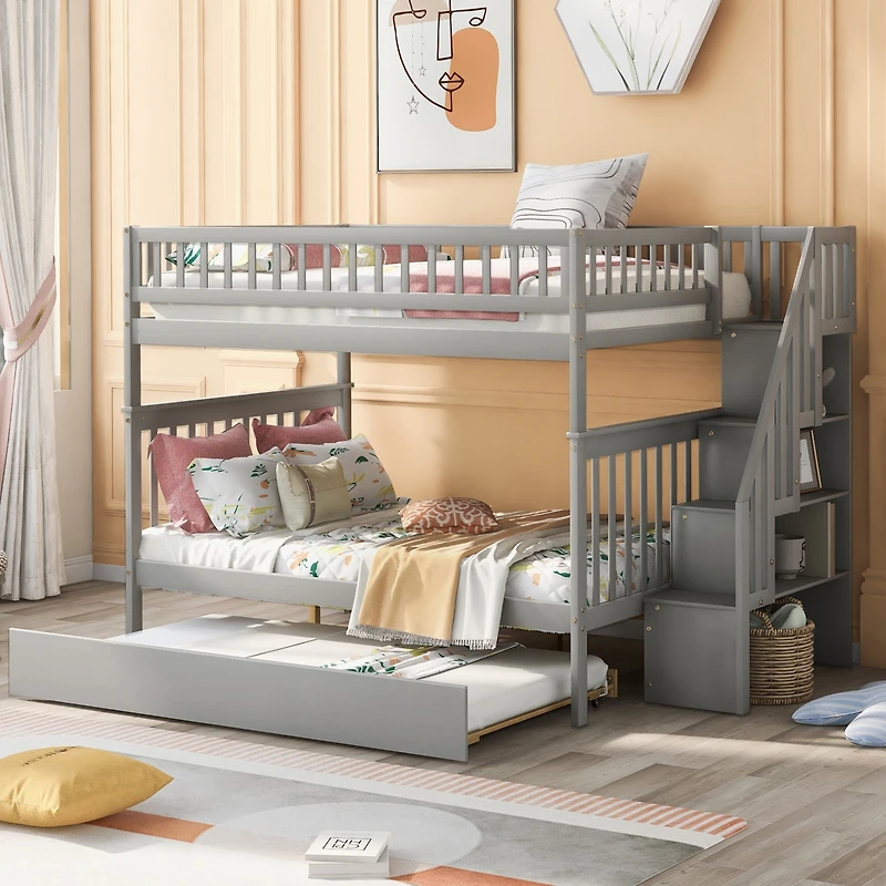 Streamdale Full Over Bunk Bed With Trundle And Staircase