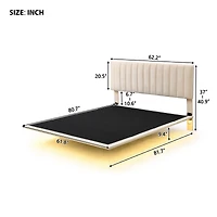 Streamdale Queen Velvet Bed with Headboard and Light Sensor