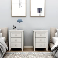Streamdale Modern White 3-Drawer Nightstand with Usb Charging
