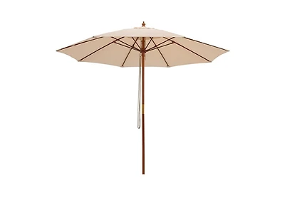 9.5 Feet Pulley Lift Round Patio Umbrella with Fiberglass Ribs