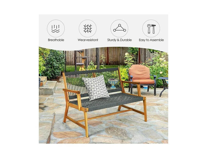 Slickblue 2-Person Acacia Wood Yard Bench for Balcony and Patio