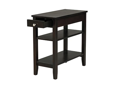 Side Table with Drawer and 2 Open Shelves, Compact End Table for Small Spaces