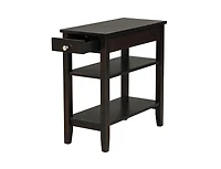Side Table with Drawer and 2 Open Shelves, Compact End Table for Small Spaces