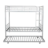 Streamdale Full Over Metal Bunk Bed With Trundle, Silver