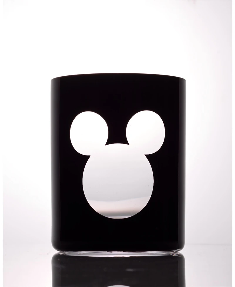 JoyJolt Disney Luxury Mickey Mouse 12 oz. Crystal Double Old Fashion Glasses, Set of 2