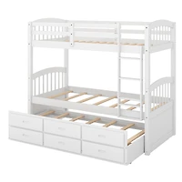 Streamdale Twin Over Twin Wood Bunk Bed With Trundle And Drawers