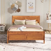 Streamdale Queen Wood Platform Bed With Headboard And Wooden Slat Support