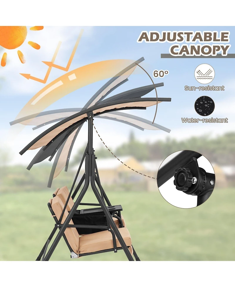 Slickblue Porch Swing Chair with Adjustable Canopy