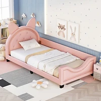 Simplie Fun Twin Size Upholstered Daybed With Carton Ears Shaped Headboard