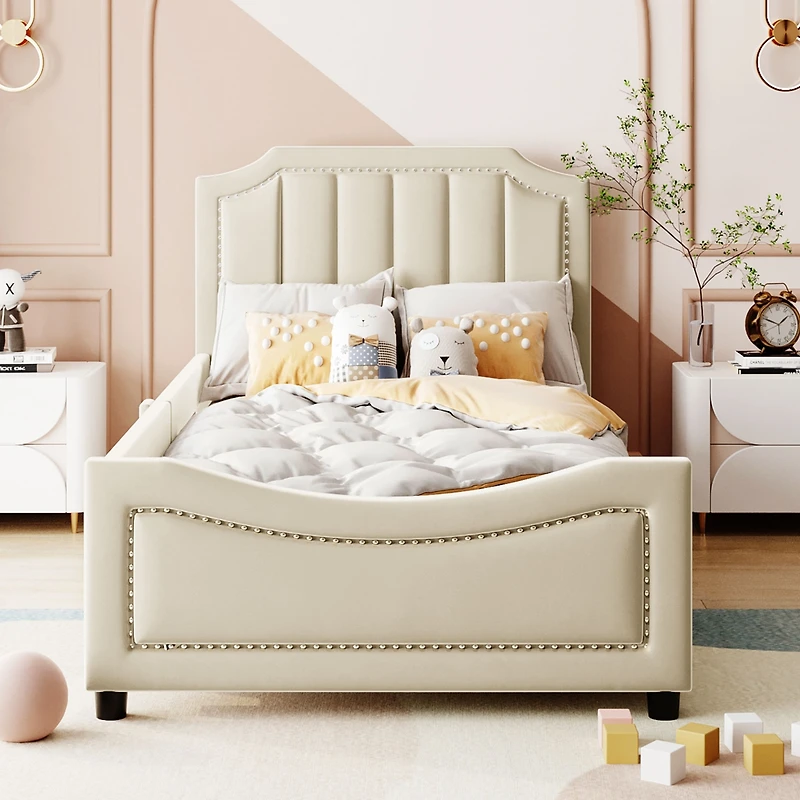 Streamdale Gray Striped Upholstered Twin Daybed