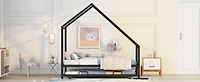 Streamdale Metal House Bed With Trundle, Twin Size House Bed