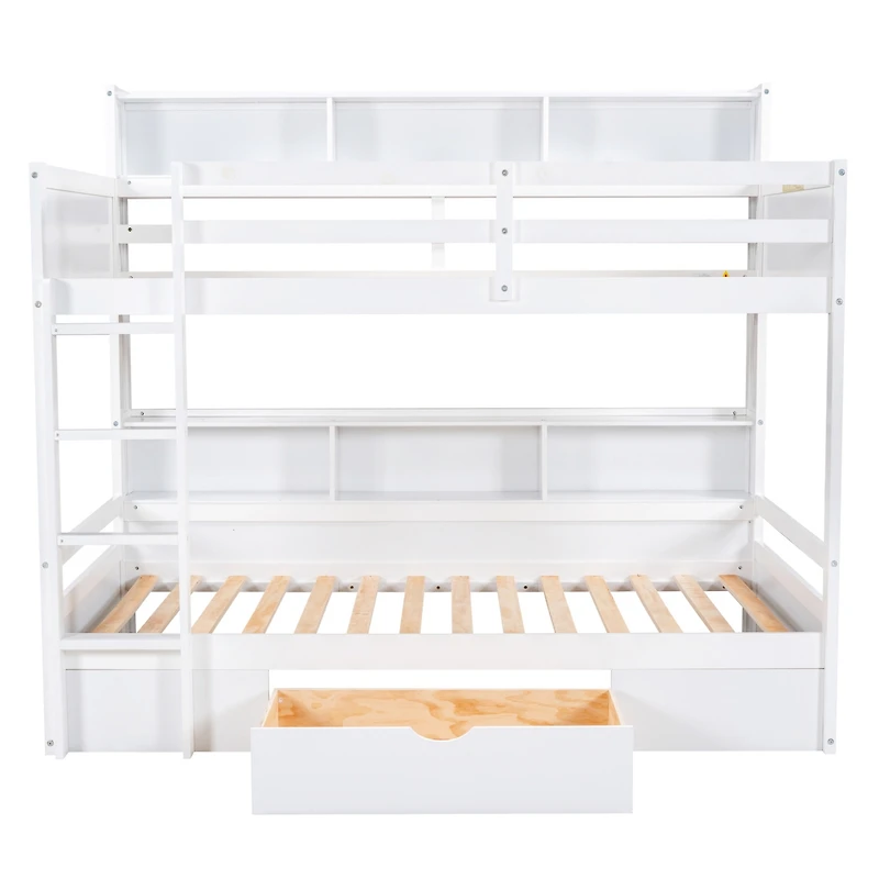 Streamdale Twin Bunk Bed with Shelves and Drawer
