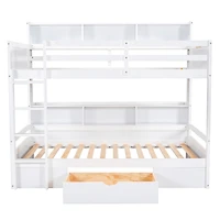 Streamdale Twin Bunk Bed with Shelves and Drawer