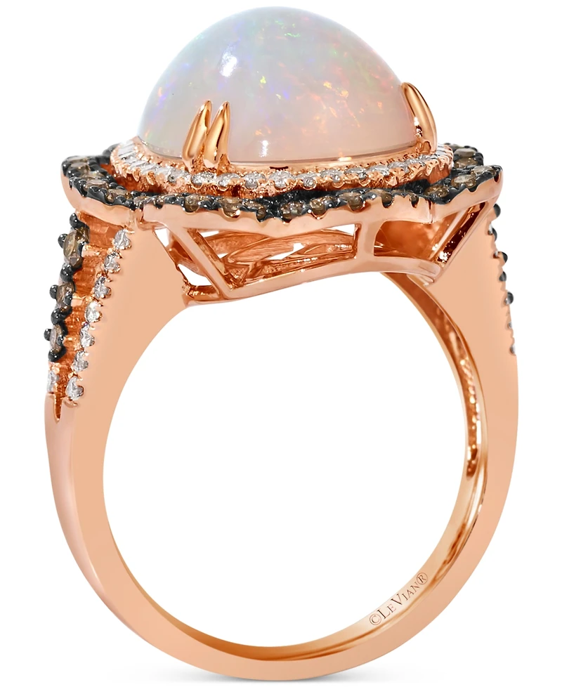 Le Vian Neopolitan Opal (4 ct. t.w.) & Diamond (3/4 Wavy Halo Pear Statement Ring 14k Rose Gold (Also Available White or