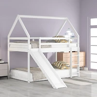 Streamdale Twin Size Bunk House Bed With Slide And Ladder