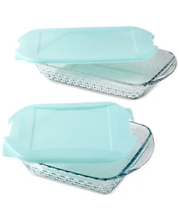Anchor Hocking Basketweave Embossed 4-Piece Bakeware Bundle