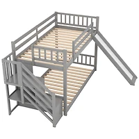Streamdale Twin Over Bunk Bed With Convertible Slide And Stairway