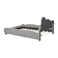 Streamdale Velvet Platform Bed with Bear Headboard and Storage