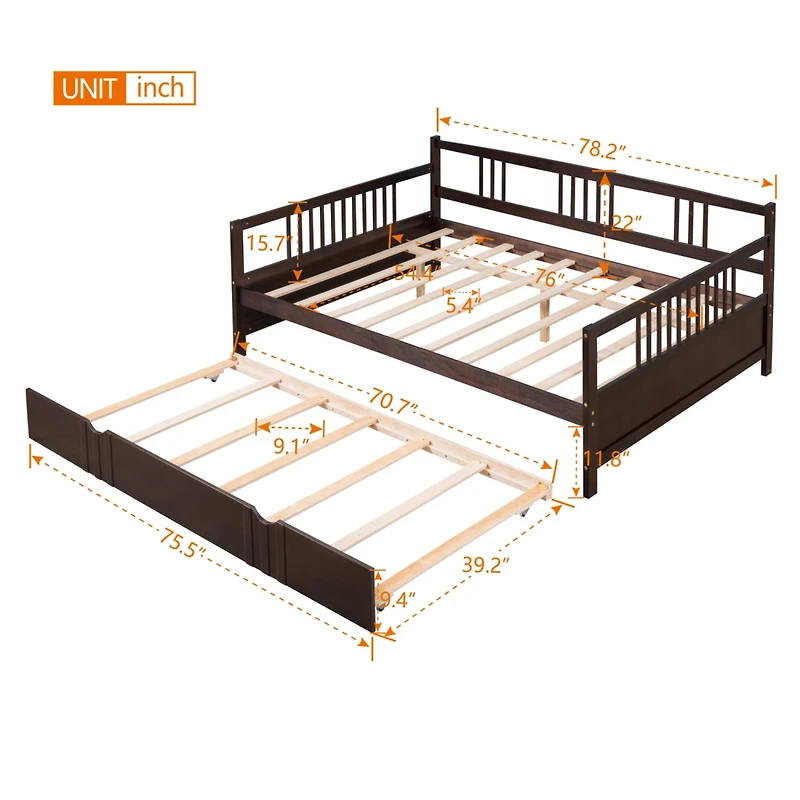 Streamdale Full Daybed Wood Bed With Twin Trundle