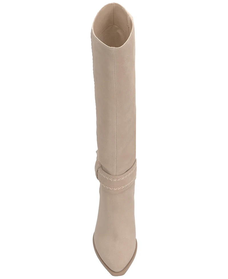 Lucky Brand Women's Risvin Bow Whipstich Tall Knee High Heel Boots