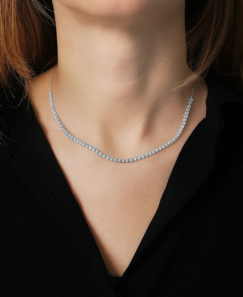 Diamond Bezel Adjustable 17" Tennis Necklace (2 ct. t.w.) 14k White Gold or Yellow Gold, Created for Macy's