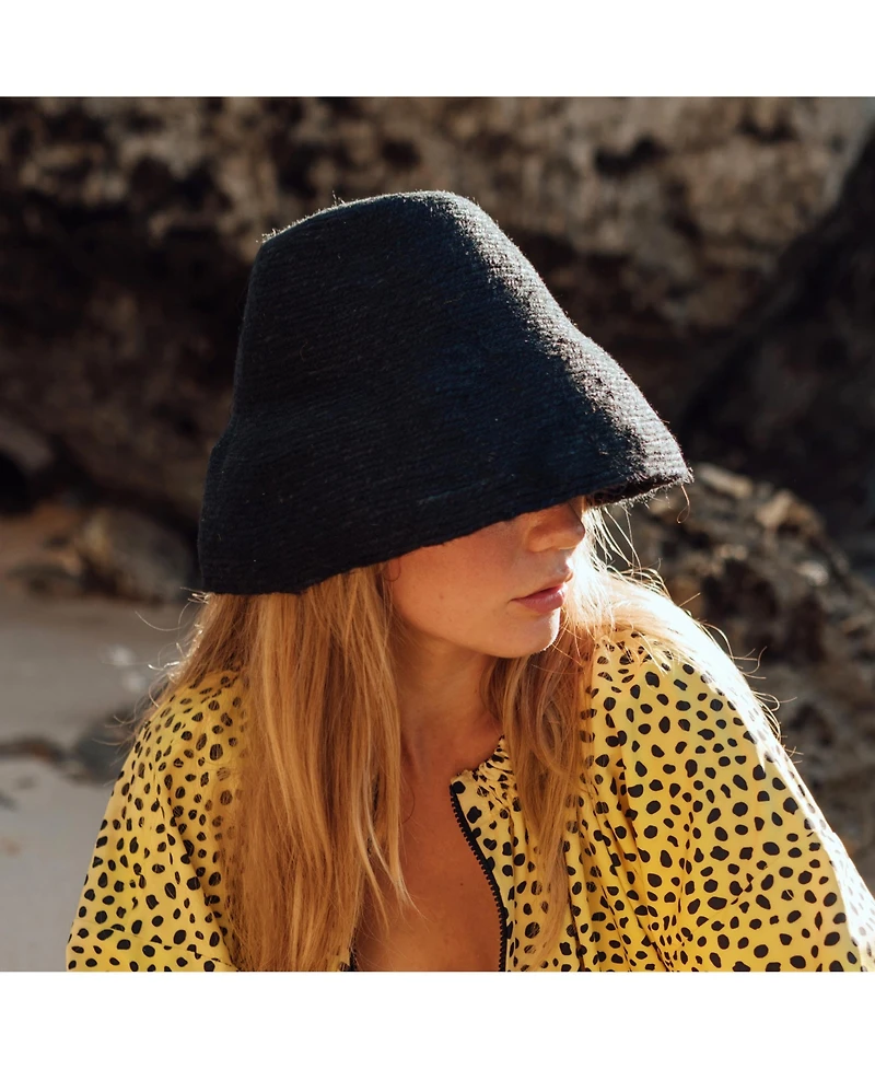 Brunna.co Naomi Jute Clochet Straw Hat in Black