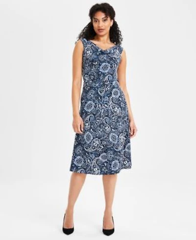 Kasper Womens Paisley Print Top Flared Midi Skirt