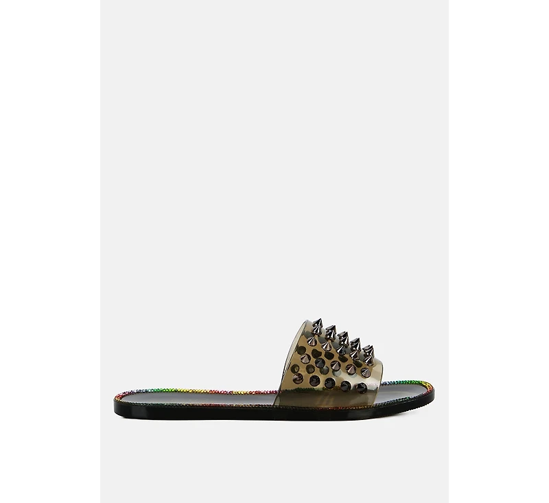 bolly punk stud clear jelly flats