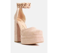 golden hour showstopper chain embellished high platform sandals