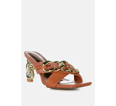 Evelane Metallic Chain Rhinestone Sandals Women