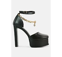 blackpearl faux leather high heeled platform sandals