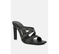wapit rhinestone embellished straps sandals