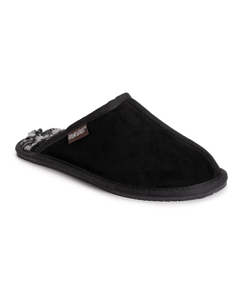 Muk Luks Men's Dave Printed Berber Suede Scuff Slippers