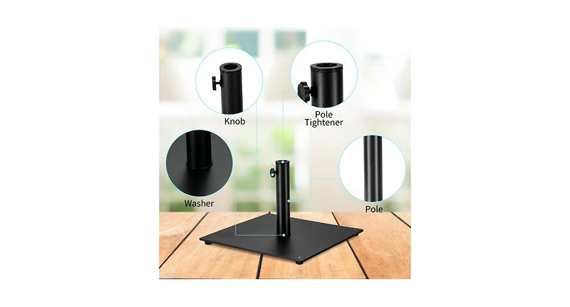 Slickblue Steel Heavy Duty Patio Market Umbrella Base with 3 Adapters for Backyard