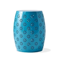 Streamdale Furniture Lace-Cut Metal Outdoor Side Table - Barrel Shape