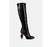 Ecstasy Fantasy Heel Patchwork Knee High Boots