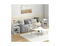 Slickblue S-Shaped Side Table with Unique S-shaped Frame and 2 Open Compartments-White