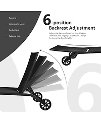Slickblue 6-Poisition Adjustable Outdoor Chaise Recliner with Wheels