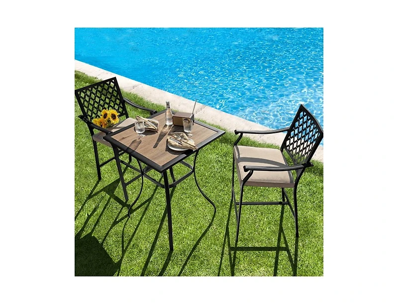 Slickblue 2 Pieces Patiojoy Patio Bar Stool with Height Cushion and Armrest