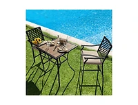 Slickblue 2 Pieces Patiojoy Patio Bar Stool with Height Cushion and Armrest