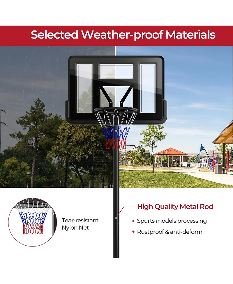 Slickblue Portable Basketball Hoop with 9-Position Adjustable Height