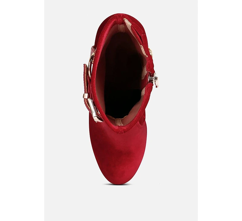 Zeppelin Womens High Platform Velvet Ankle Boots