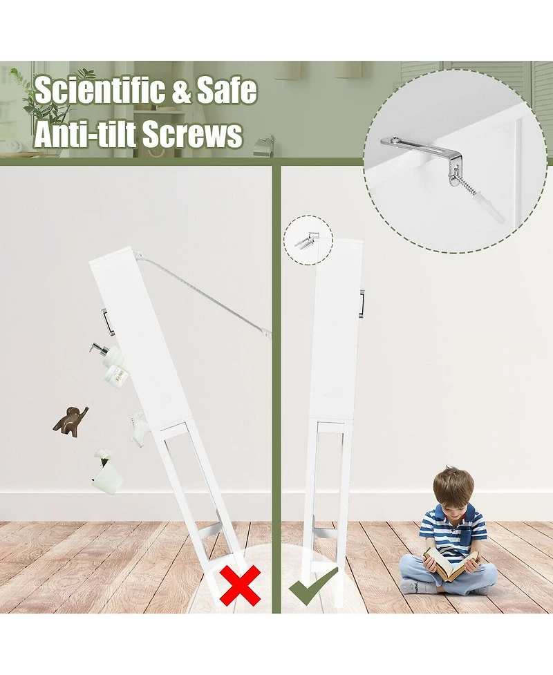 Sugift Over the Toilet Storage Cabinet Bathroom Space Saver with Tempered Glass Door