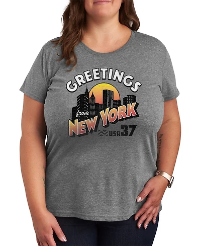 Hybrid Apparel Greetings From New York Plus Graphic T-Shirt
