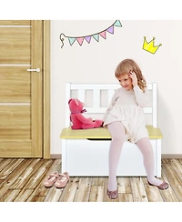 4 Pcs Kids Wooden Activity Table & Chairs Set w/ Storage Bench Study Desk