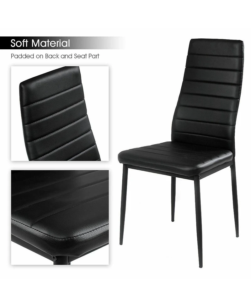 Sugift 5 Pieces Metal Frame and Glass Tabletop Dining Set