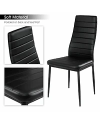 Sugift 5 Pieces Metal Frame and Glass Tabletop Dining Set