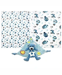 Tendertyme Baby Boys and Girls 3 Piece Fleece Blanket Taggy Toy Gift Assortment